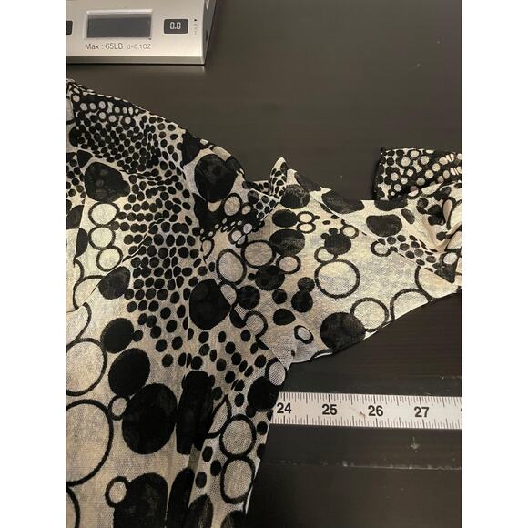 Ali Miles Cardigan Womens Large Black White Open Front 3/4 Sleeve Mesh Artsy - Picture 7 of 9